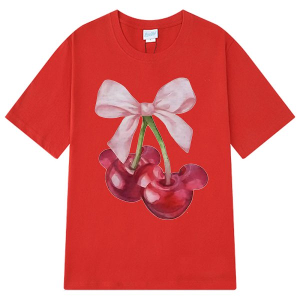 画像6: Mickey Cherry & Ribbon Print T-shirt　ミッキーチェリー＆リボンプリントラウンドネック半袖Tシャツ (6)