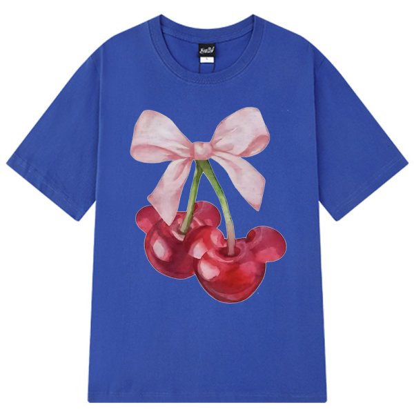 画像7: Mickey Cherry & Ribbon Print T-shirt　ミッキーチェリー＆リボンプリントラウンドネック半袖Tシャツ (7)