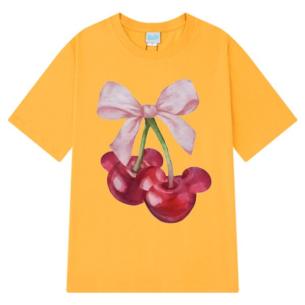 画像9: Mickey Cherry & Ribbon Print T-shirt　ミッキーチェリー＆リボンプリントラウンドネック半袖Tシャツ (9)
