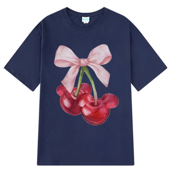画像5: Mickey Cherry & Ribbon Print T-shirt　ミッキーチェリー＆リボンプリントラウンドネック半袖Tシャツ (5)