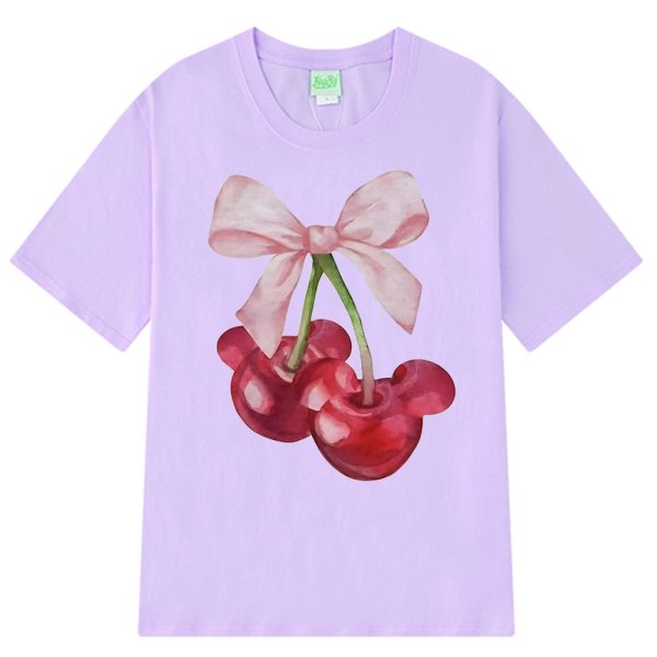 画像10: Mickey Cherry & Ribbon Print T-shirt　ミッキーチェリー＆リボンプリントラウンドネック半袖Tシャツ (10)