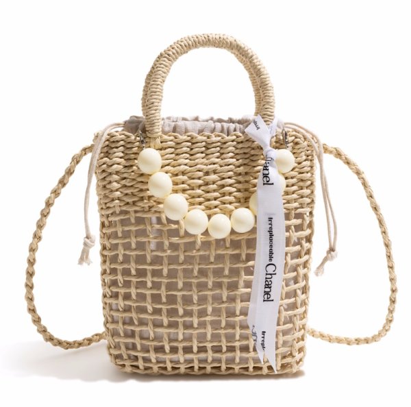 画像1: Texture Niche Mini Basket Messenger Tote Shoulder Bag　テクスチャ ニッチ ミニ バスケット メッセンジャートートショルダー籠かごバッグ (1)
