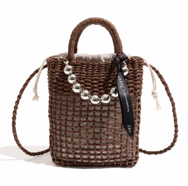 画像2: Texture Niche Mini Basket Messenger Tote Shoulder Bag　テクスチャ ニッチ ミニ バスケット メッセンジャートートショルダー籠かごバッグ (2)