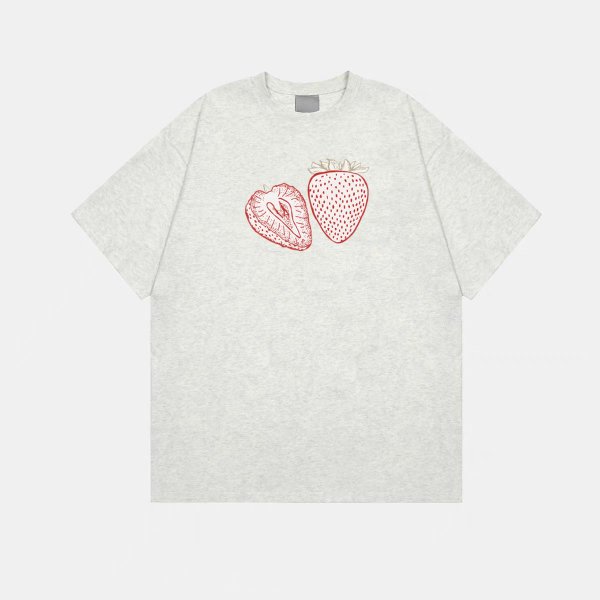 画像6: Strawberry Print T-shirt　苺ストロベリープリントラウンドネック半袖Tシャツプラスサイズあり (6)