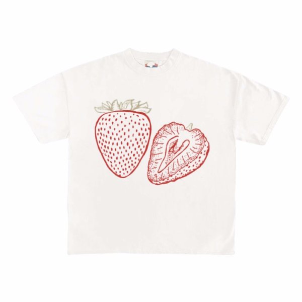 画像3: Strawberry Print T-shirt　苺ストロベリープリントラウンドネック半袖Tシャツプラスサイズあり (3)