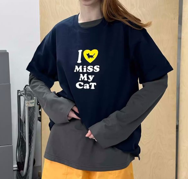 画像3: Cat and Dog Comic Print T-shirt　ドッグ＆キャットプリントラウンドネック半袖Tシャツ (3)