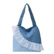 画像1: Lace frill denim and leather tote shoulder bag　レースフリルデニム＆レザートートショルダーバッグ (1)