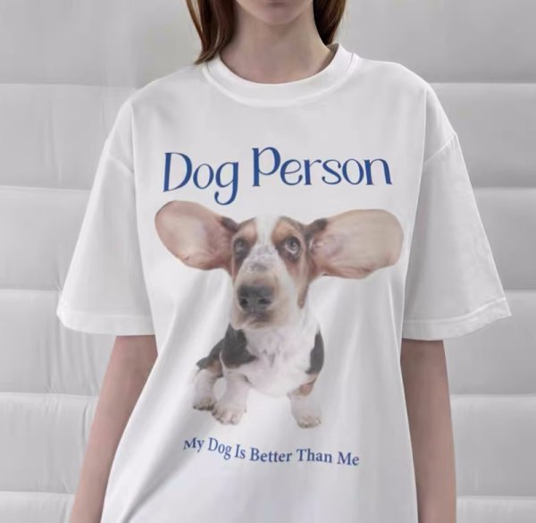 画像2: Cat and Dog Comic Print T-shirt　ドッグ＆キャットプリントラウンドネック半袖Tシャツ (2)