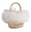 画像1: Fluffy lace and ribbon basket tote bag　フワフワレース＆リボン付きかごトートバッグ (1)