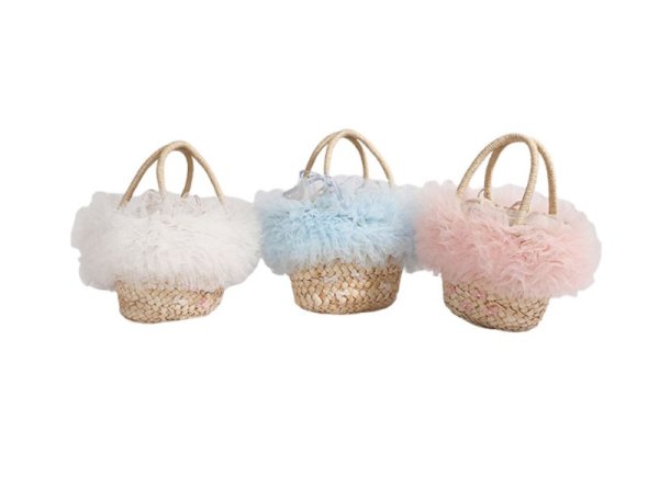 画像4: Fluffy lace and ribbon basket tote bag　フワフワレース＆リボン付きかごトートバッグ (4)