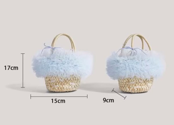 画像11: Fluffy lace and ribbon basket tote bag　フワフワレース＆リボン付きかごトートバッグ (11)