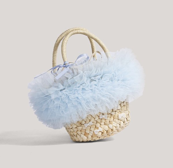 画像7: Fluffy lace and ribbon basket tote bag　フワフワレース＆リボン付きかごトートバッグ (7)