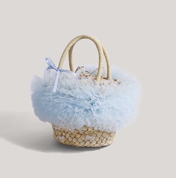 画像6: Fluffy lace and ribbon basket tote bag　フワフワレース＆リボン付きかごトートバッグ (6)