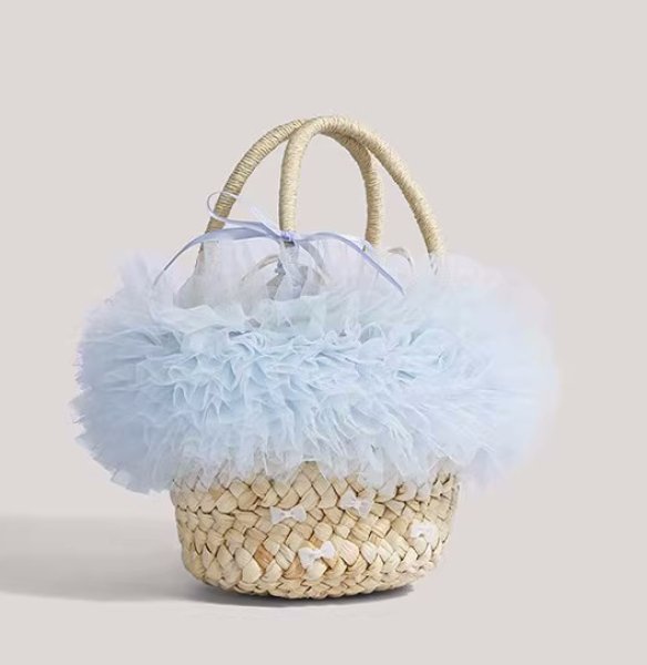 画像10: Fluffy lace and ribbon basket tote bag　フワフワレース＆リボン付きかごトートバッグ (10)