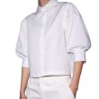 画像1: 3/4 sleeve shirt collar blouse　7部袖シャツカラーショート丈ブラウス (1)