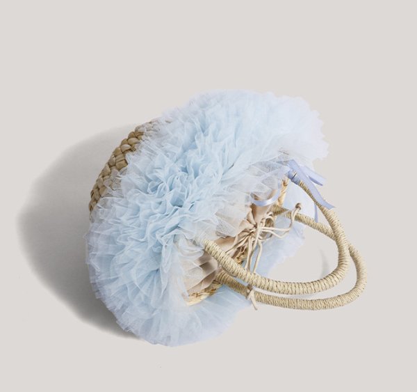 画像8: Fluffy lace and ribbon basket tote bag　フワフワレース＆リボン付きかごトートバッグ (8)