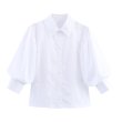画像5: 3/4 sleeve shirt collar blouse　7部袖シャツカラーショート丈ブラウス (5)
