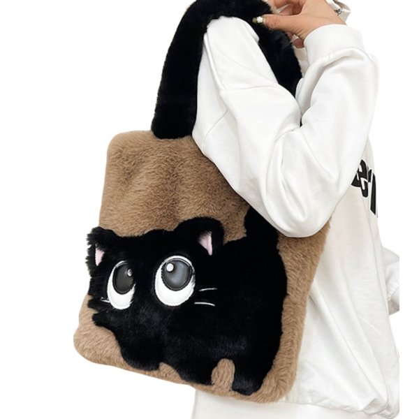 画像7: Cat Fluffy Collar Large Capacity Tote Shoulder Bag　キャットモコモコラージキャパシティートートショルダーバッグ (7)
