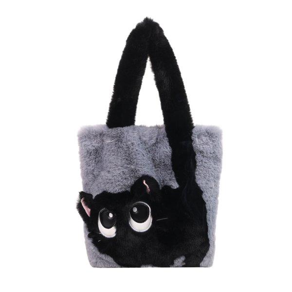 画像3: Cat Fluffy Collar Large Capacity Tote Shoulder Bag　キャットモコモコラージキャパシティートートショルダーバッグ (3)