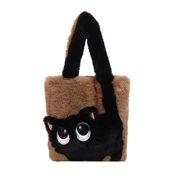 画像5: Cat Fluffy Collar Large Capacity Tote Shoulder Bag　キャットモコモコラージキャパシティートートショルダーバッグ (5)