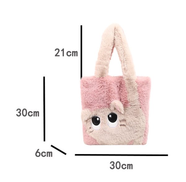 画像10: Cat Fluffy Collar Large Capacity Tote Shoulder Bag　キャットモコモコラージキャパシティートートショルダーバッグ (10)