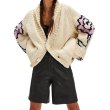 画像1: Women's Printed Cardigan Flip Collar Knitted Sweater　フラワー花編み込みカウチンカーディガンセータージャケット (1)