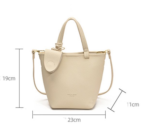 画像6: Leather Portable Bucket Tote Shoulder Crossbody Bag　レザーポータブルバケットトートショルダークロスボディバッグ (6)