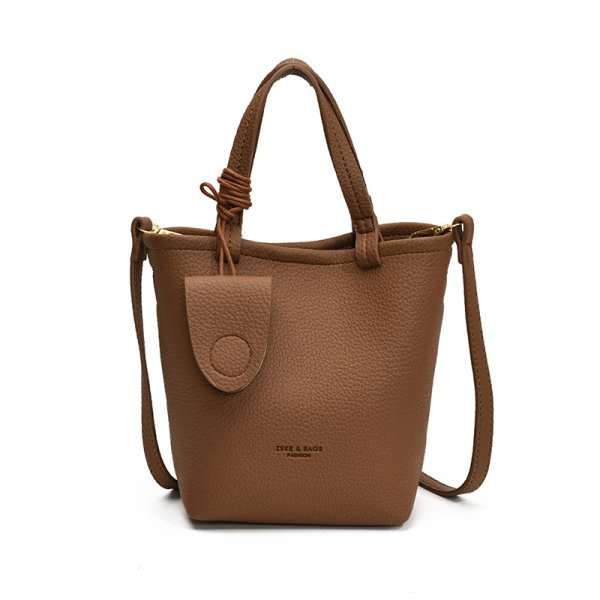 画像5: Leather Portable Bucket Tote Shoulder Crossbody Bag　レザーポータブルバケットトートショルダークロスボディバッグ (5)