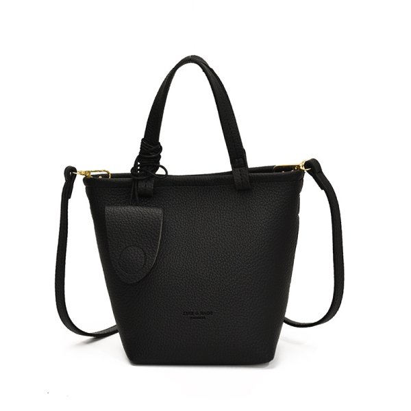 画像2: Leather Portable Bucket Tote Shoulder Crossbody Bag　レザーポータブルバケットトートショルダークロスボディバッグ (2)