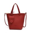 画像1: Leather Portable Bucket Tote Shoulder Crossbody Bag　レザーポータブルバケットトートショルダークロスボディバッグ (1)
