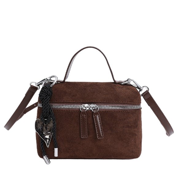 画像1: Square Box Suede Tote Shoulder Crossbody Bag　スクエアボックススエードトートショルダークロスボディバッグ (1)