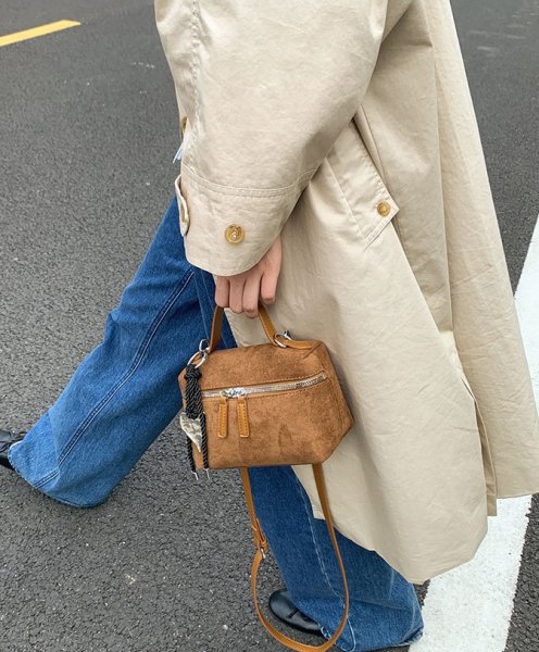 画像10: Square Box Suede Tote Shoulder Crossbody Bag　スクエアボックススエードトートショルダークロスボディバッグ (10)