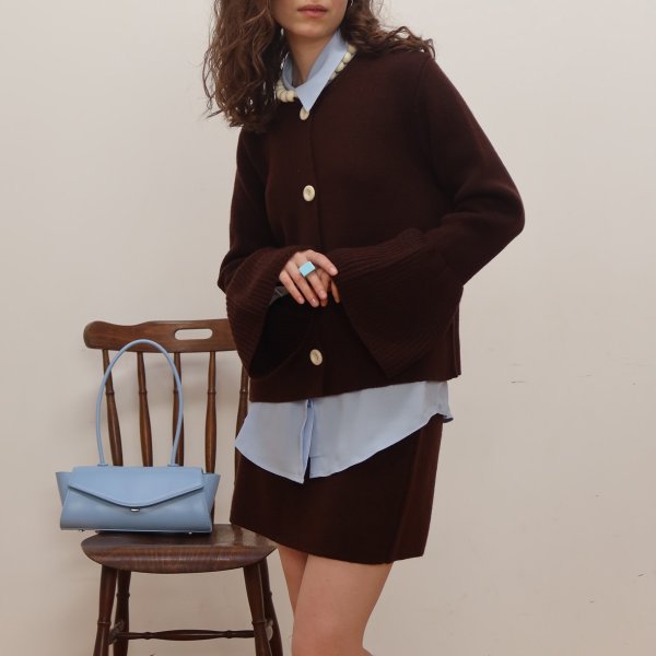 画像8: Round neck trumpet sleeve knit cardigan jacket　ラウンドネックトランペットスリーブニットカーディガンジャケット (8)