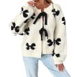 画像1: Ribbon short cardigan knit sweater　リボンショート丈カーディガンニットセーター　ニット (1)