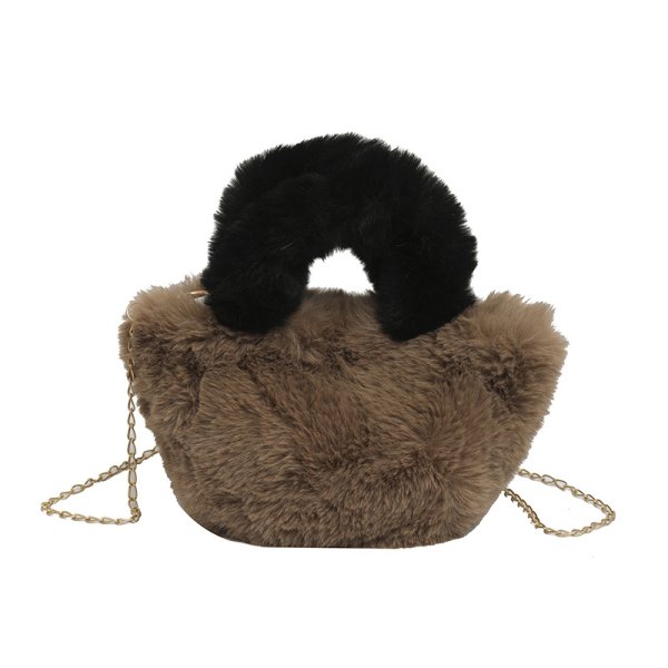 画像1: Fur Tote Shoulder Crossbody Bag　モコモコファーミニトートショルダークロスボディバッグ (1)