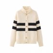 画像2: Thick wool striped turtleneck cardigan knit jacket　ウール厚手ストライプタートルネックカーディガンニットジャケット (2)