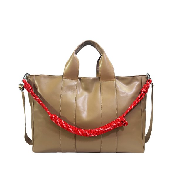 画像2: Large Capacity Tote Leather Tote Shoulder Bag　ラージキャパシティーレザーロープショルダー紐トートショルダーバッグ (2)