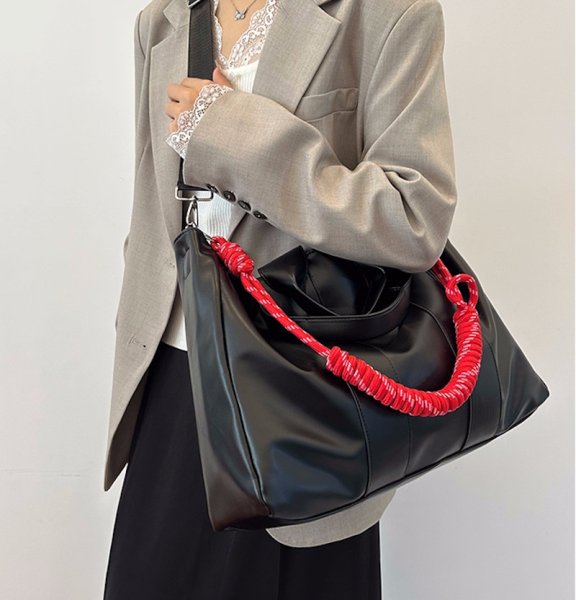 画像6: Large Capacity Tote Leather Tote Shoulder Bag　ラージキャパシティーレザーロープショルダー紐トートショルダーバッグ (6)