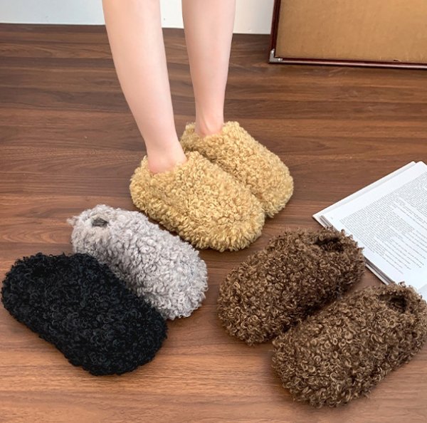 画像6: Thick-soled fluffy column fur style sandal slippers　厚底プラットフォームモコモコラムファースタイルサンダル　スリッパ (6)