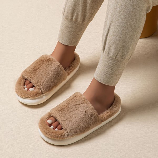 画像2: Unisex thick-soled fluffy fur slippers sandal 　男女兼用厚底ラバープラットフォームモコモコファーサンダル　スリッパ (2)
