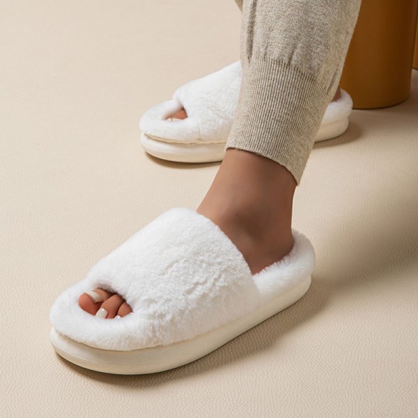 画像3: Unisex thick-soled fluffy fur slippers sandal 　男女兼用厚底ラバープラットフォームモコモコファーサンダル　スリッパ (3)
