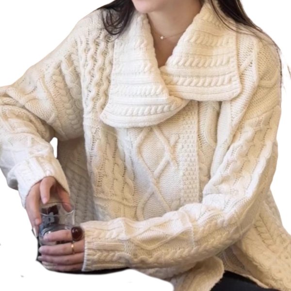 画像3: Large cable-knit cardigan jacket knit jacket　ウール厚手ケーブル編みカーディガンニットジャケット (3)