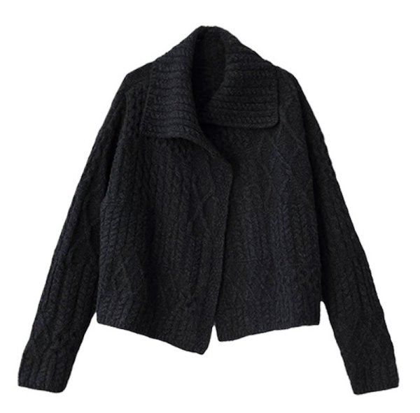 画像2: Large cable-knit cardigan jacket knit jacket　ウール厚手ケーブル編みカーディガンニットジャケット (2)