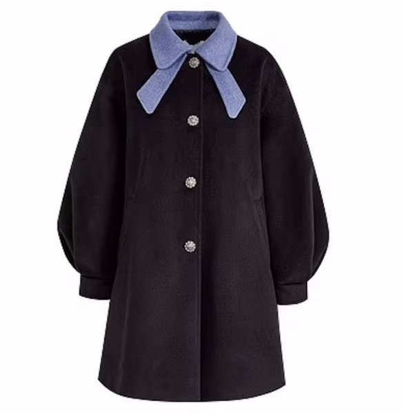 画像1: Women's French ribbon collar coat jacket　リボンバイカラーコートジャケット (1)