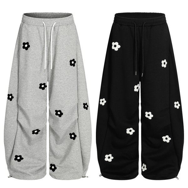 画像5: Flower motif sweatpants dance pants　フラワーモチーフ スウェット ワイド パンツスダンスパンツ (5)