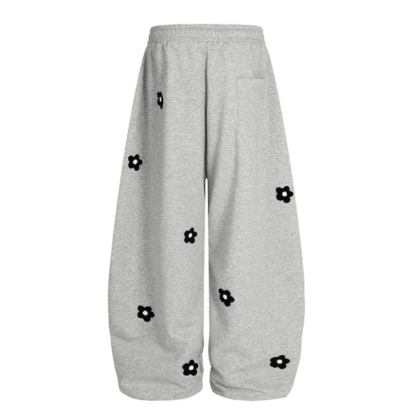画像4: Flower motif sweatpants dance pants　フラワーモチーフ スウェット ワイド パンツスダンスパンツ (4)