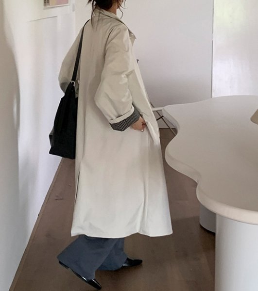 画像6: Women's A-line Loose fit Lapel-style casual long coat jacket　Aライン ルーズ ラペルカジュアルロングローラーコートジャケット (6)