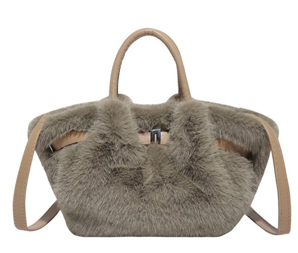 画像1: Dumpling-shaped fur tote shoulder crossbody bag　ダンプリングファートートショルダーバッグ (1)