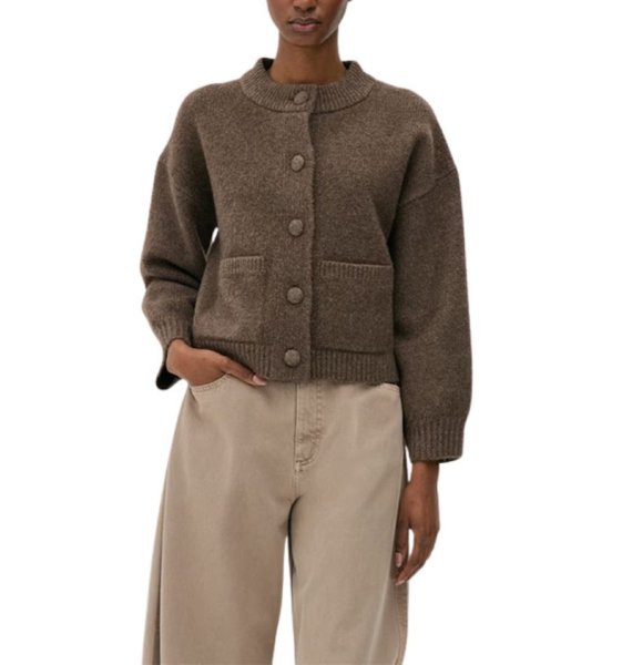 画像1: Cardigan sweater with pockets and button closure knit jacket　くるみボタンポケット付きカーディガンニットジャケット (1)