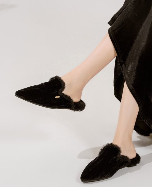 画像5: Barphil Latex Flat Fur Slippers/Sandals pumps shoes   　フラットファーミュールサンダルローファーパンプスシューズ (5)